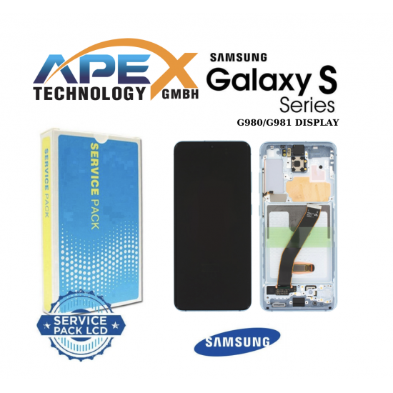 Samsung Galaxy SM-G980/G981 (S20 4G/5G 2020) BLUE LCD + BTRY Display module LCD / Screen + Touch + battery - GH82-22127D