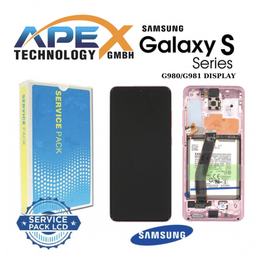 Samsung Galaxy SM-G980/G981 (S20 4G/5G 2020) PINK LCD + BTRY Display module LCD / Screen + Touch + battery - GH82-22127C