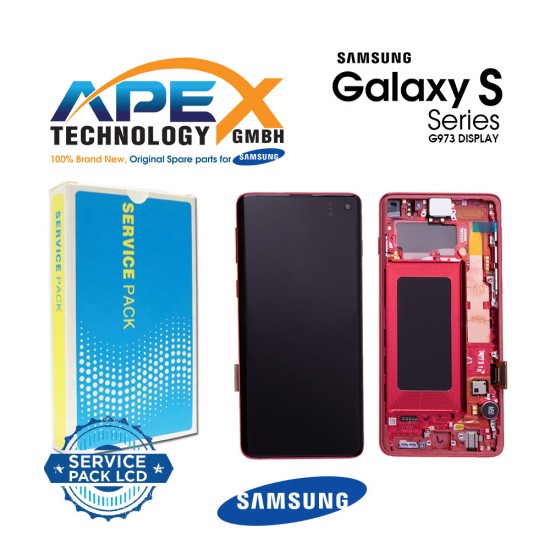 Samsung Galaxy S10 (SM-G973F) Display module LCD / Screen + Touch Cardinal Red GH82-18835H