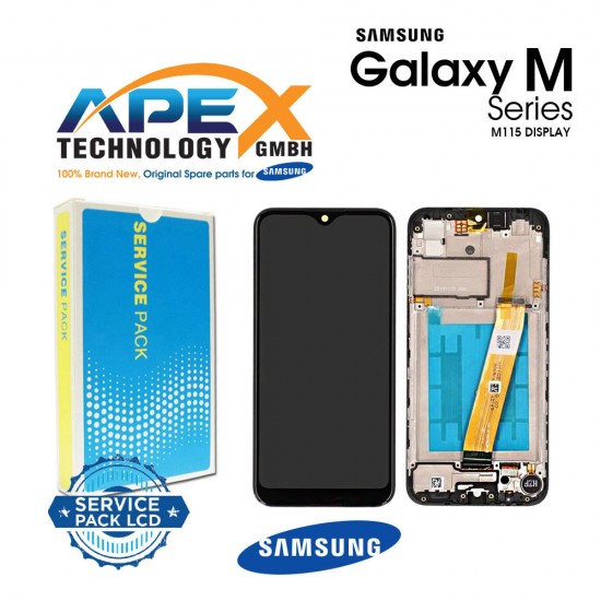 Samsung Galaxy SM-M115 (M11 2020) BLACK (with frame) Display module LCD / Screen + Touch - GH81-18736A