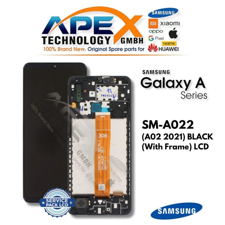 Samsung Galaxy A02 (SM-A022) Pantalla LCD - Negro (con marco) (Service Pack) – GH82-25249A