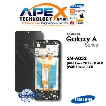 Samsung Galaxy A03 Core (SM-A032) LCD Screen Display - Black (with Frame) (Service Pack) – GH81-21711A