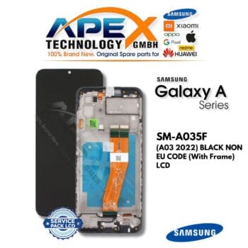 Samsung Galaxy A03 (SM-A035F) Écran LCD - Noir Non Eu Code (avec châssis) (Service Pack) – GH81-21625A