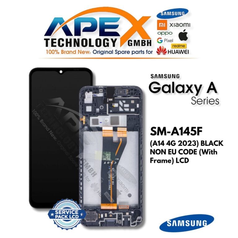 Samsung Galaxy A14 4G (SM-A145F) Écran LCD - Noir Non Eu Code (avec châssis) (Service Pack) – GH82-31184A