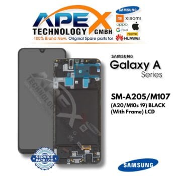 Samsung Galaxy A20/M10s 19 (SM-A205/M107) LCD Screen Display - Black (with Frame) (Service Pack) – GH82-19571A
