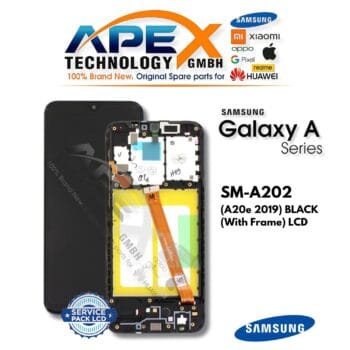 Samsung Galaxy A20e (SM-A202) LCD Screen Display - Black (with Frame) (Service Pack) – GH82-20186A
