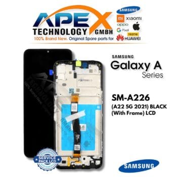 Samsung Galaxy A22 5G (SM-A226) LCD Screen Display - Black (with Frame) (Service Pack) – GH81-20694A