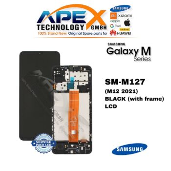 Samsung Galaxy M12 (SM-M127) LCD-Display - Schwarz (mit Rahmen) (Service Pack) – GH82-25042A