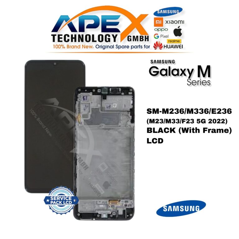 Samsung Galaxy M23/M33/F23 5G (SM-M236/M336/E236) Ecrã LCD - Preto (com moldura) (Service Pack) – GH82-28487A