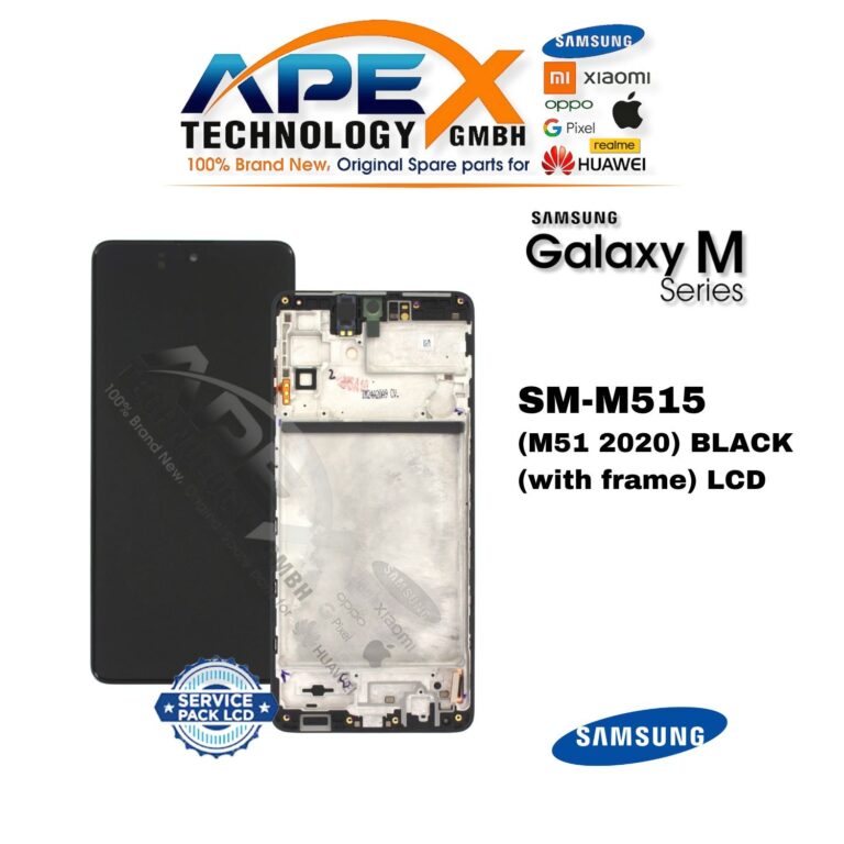 Samsung Galaxy M51 (SM-M515) LCD-Display - Schwarz (mit Rahmen) (Service Pack) – GH82-24168A