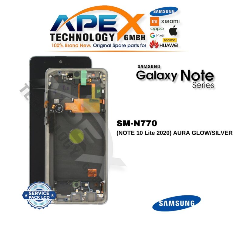 Samsung Galaxy NOTE 10 Lite (SM-N770) Écran LCD - Aura Glow/argent (Service Pack) – GH82-22055B