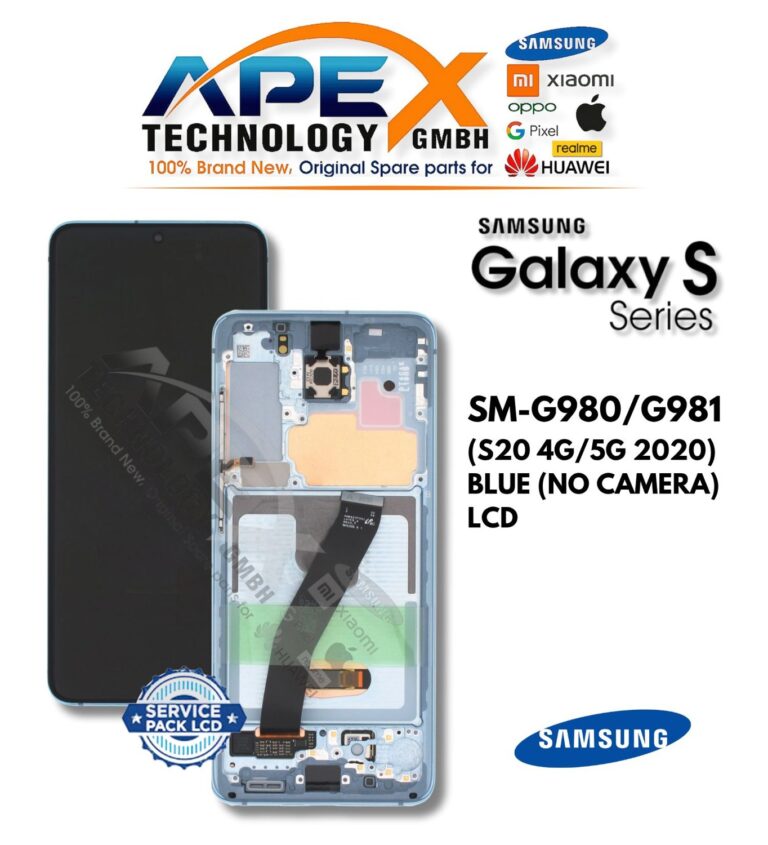 Samsung Galaxy S20 4G/5G (SM-G980/G981) Ecrã LCD - Azul (sem câmara) (Service Pack) – GH82-31432D