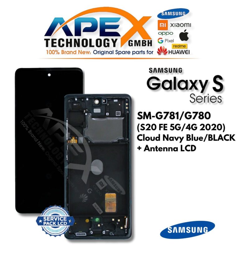 Samsung Galaxy S20 FE 5G/4G (SM-G781/G780) Ecrã LCD - Cloud Navy Blue/preto + Antenna (Service Pack) – GH82-24214A