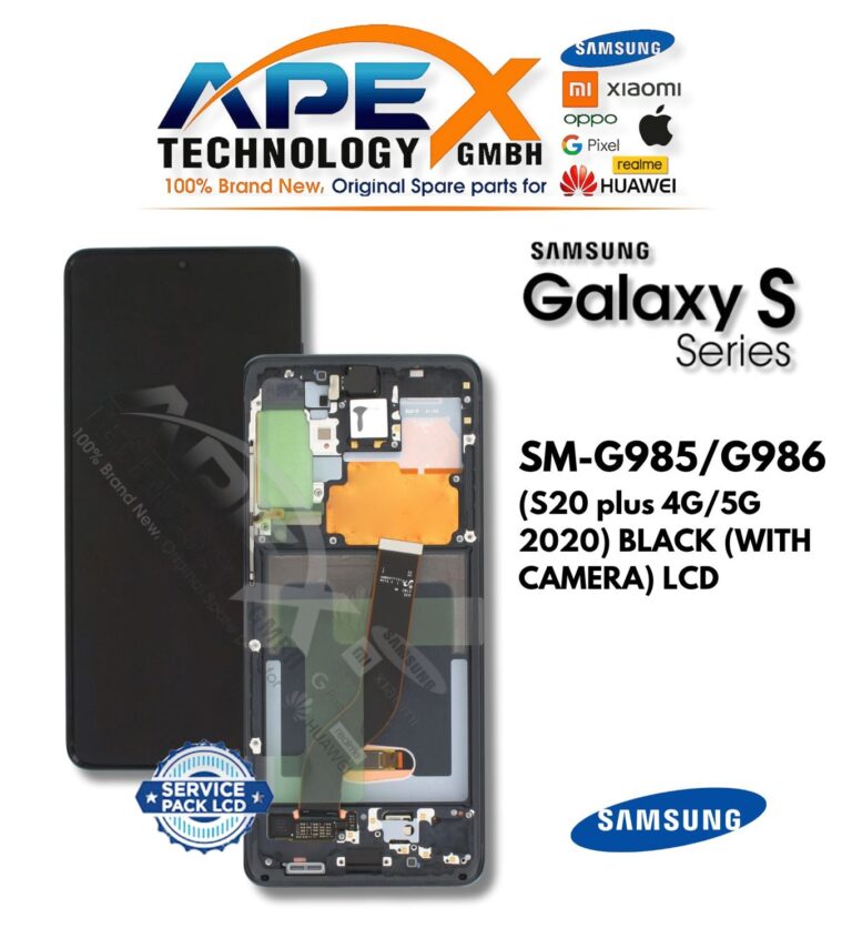 Samsung Galaxy S20 plus 4G/5G (SM-G985/G986) Ecrã LCD - Preto (com câmara) (Service Pack) – GH82-22134A