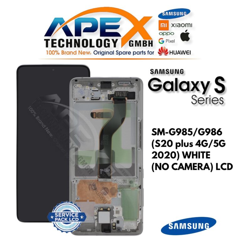 Samsung Galaxy S20 plus 4G/5G (SM-G985/G986) Pantalla LCD - Blanco (sin cámara) (Service Pack) – GH82-31441B
