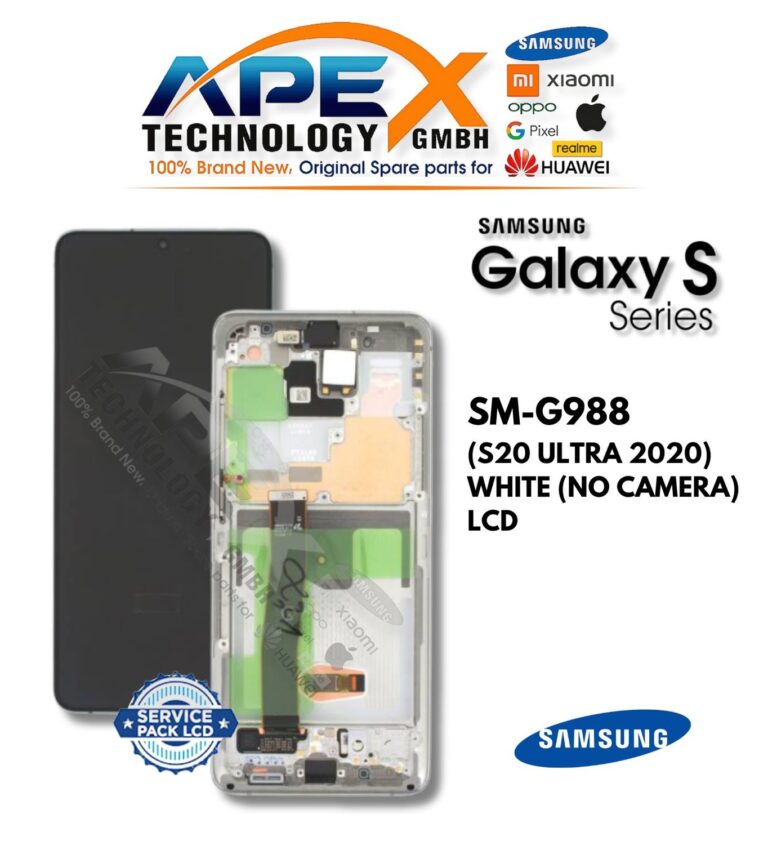 Samsung Galaxy S20 ULTRA (SM-G988) LCD-Display - Weiß (ohne Kamera) (Service Pack) – GH82-26032C