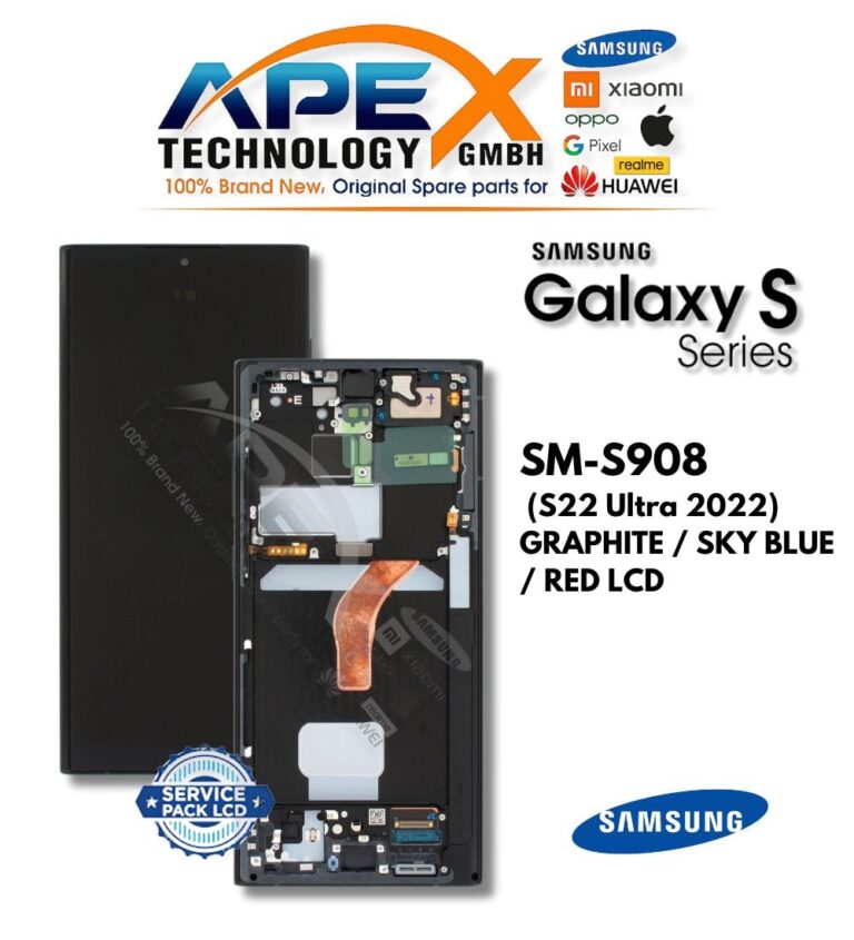 Samsung Galaxy S22 Ultra (SM-S908) LCD Screen Display - Graphite / Sky Blue / Red (Service Pack) – GH82-27488E
