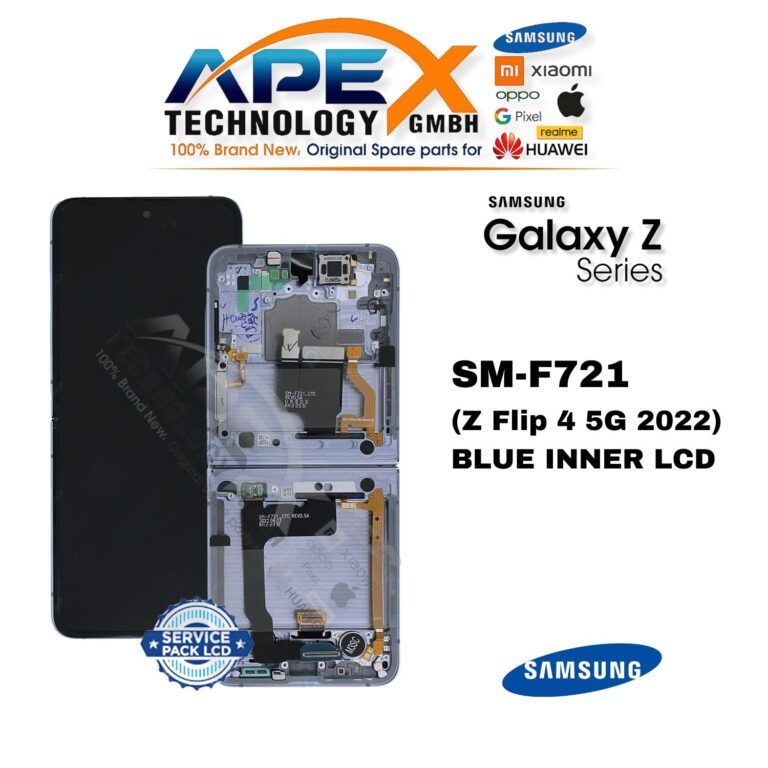 Samsung Galaxy Z Flip 4 5G (SM-F721) LCD-Display - Blau innen (Service Pack) – GH82-29440D