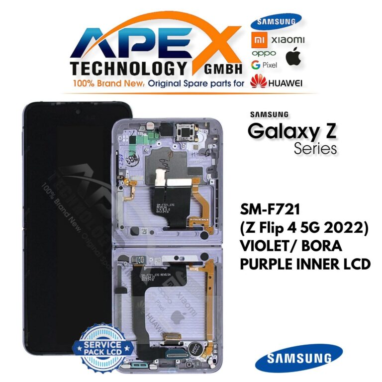 Samsung Galaxy Z Flip 4 5G (SM-F721) LCD-Display - Violett/ Bora Purple innen (Service Pack) – GH82-29440B