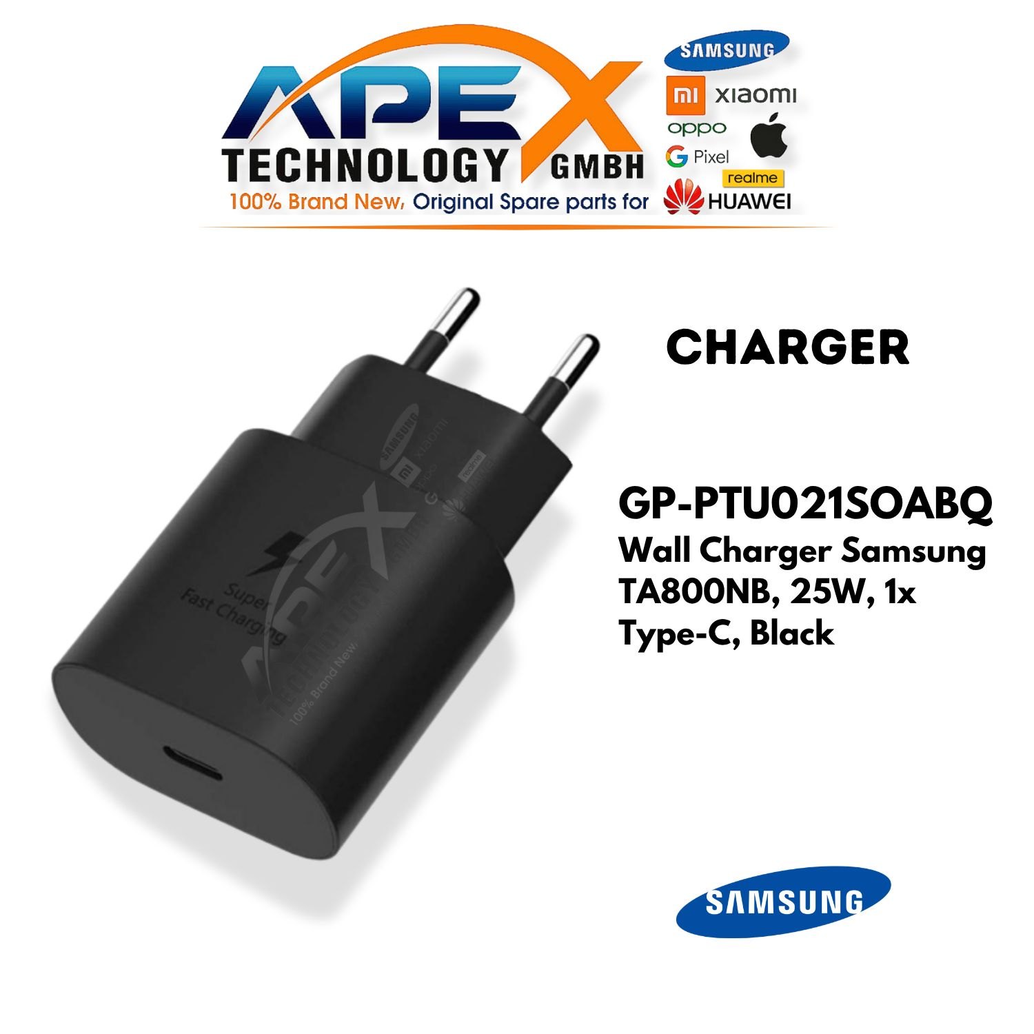 GP-PTU021SOABQ Carregador de parede Samsung TA800NB, 25W, 1x Type-C, Preto (bulk) – GH44-03053A GP-PTU021SOABQ Carregador de parede Samsung TA800NB, 25W, 1x Type-C, Preto (bulk) – GH44-03053A